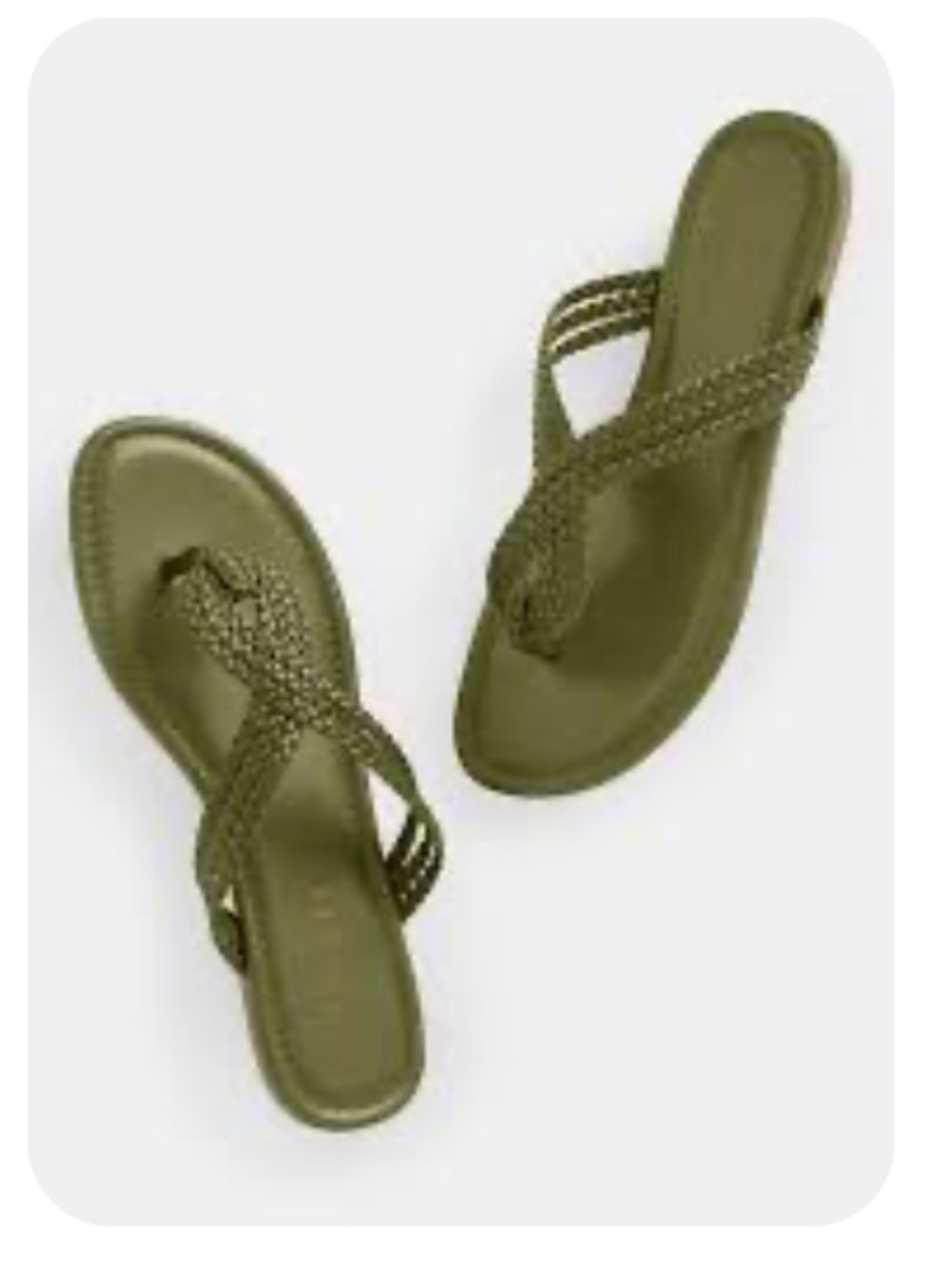 Talbots Cece Braided Olive Green Knotted Thong Slide Sandals Size 9